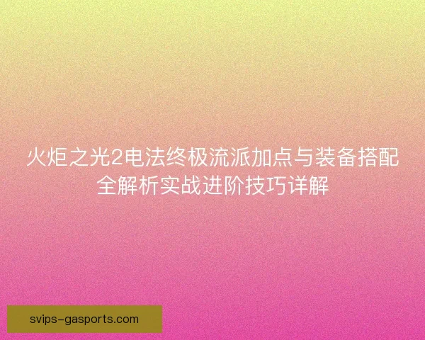 火炬之光2电法终极流派加点与装备搭配全解析实战进阶技巧详解
